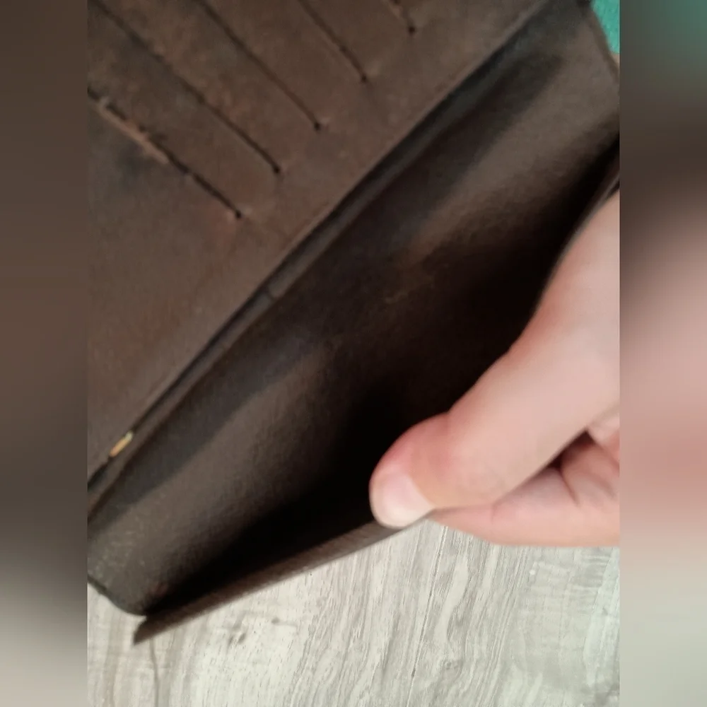 Authentic Louis Vuitton Damier Ebene Brazza Long Wallet
